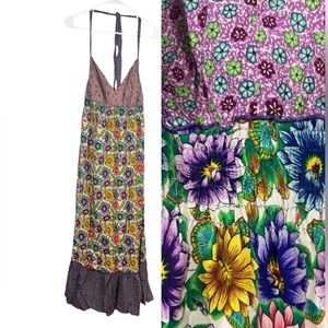Lucky Brand Halter Floral Maxi Summer Sun Dress Large